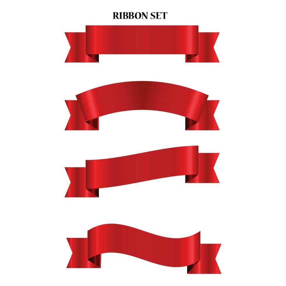 Red Ribbon set silhouette vector