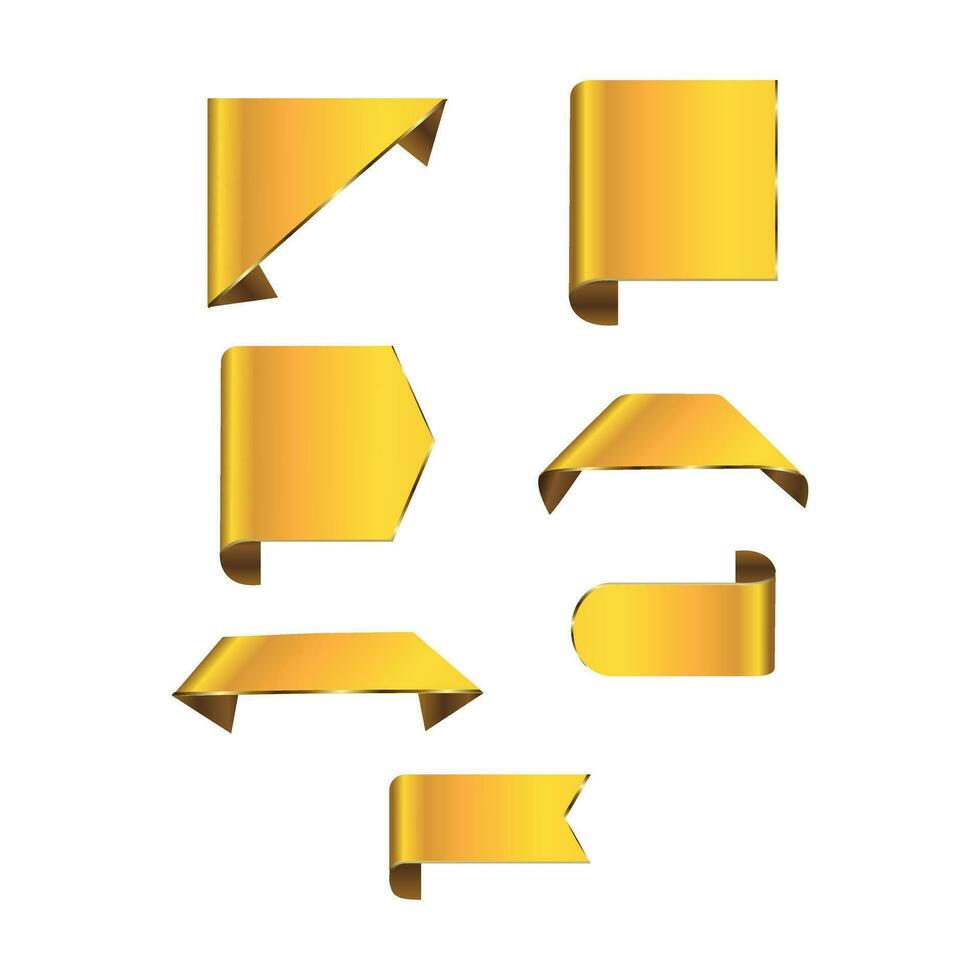 set of gold banners vector