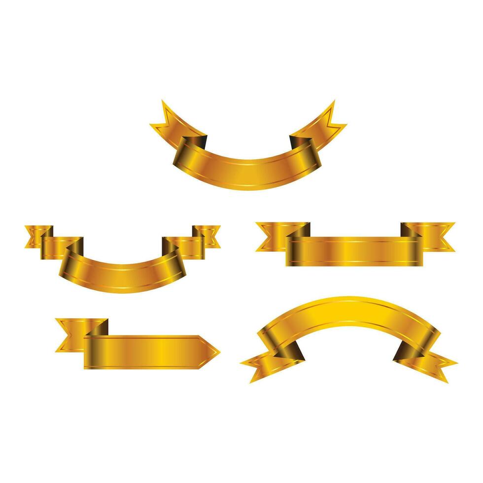 set of golden ribbons vector