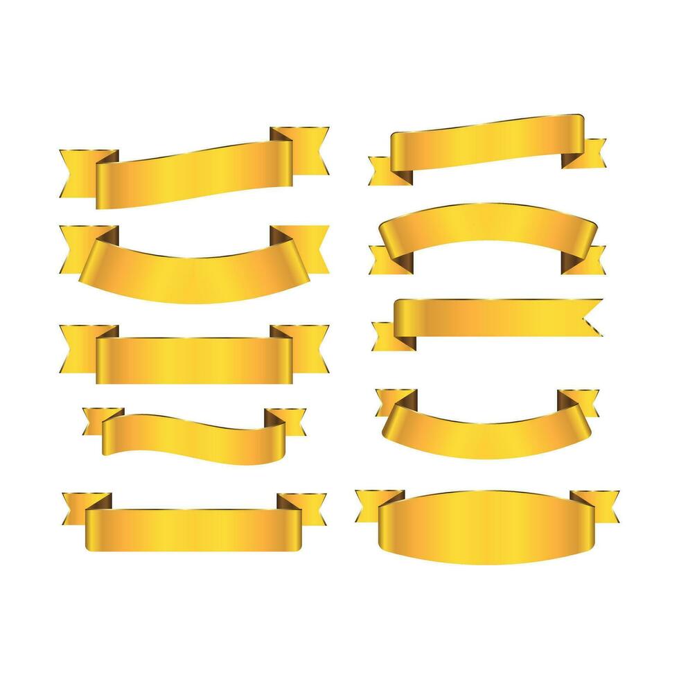 set of golden ribbons vector