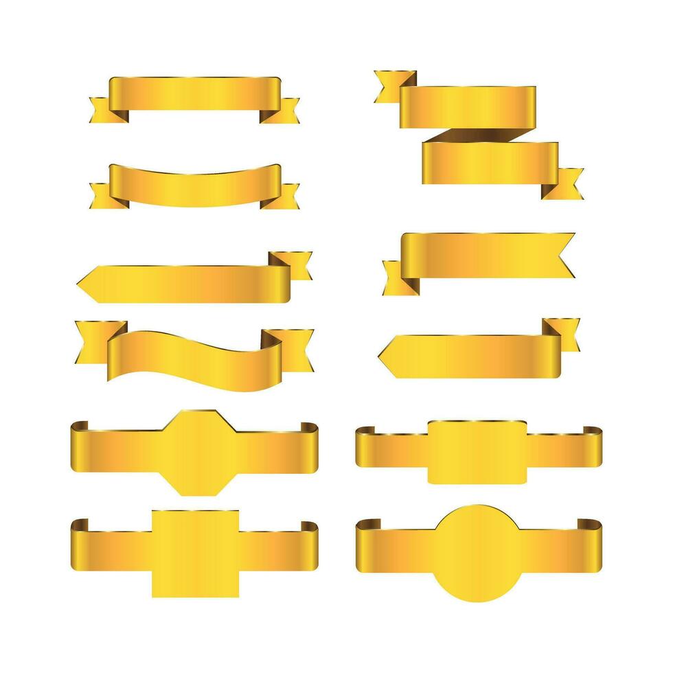 set of golden ribbons vector