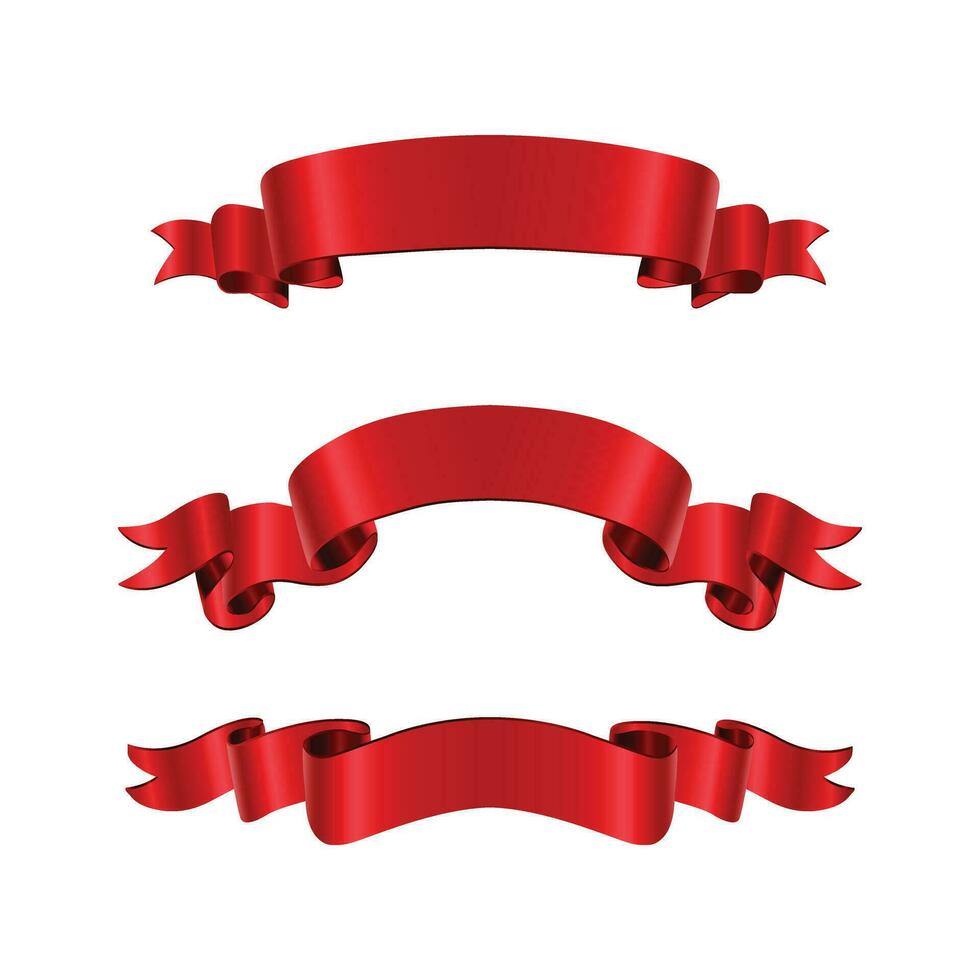red ribbon set vector