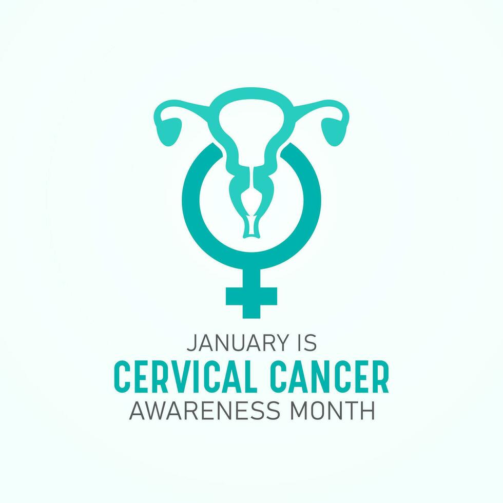 Cervical cancer awareness month is observed every year in january. January is cervical cancer awareness month. Vector template for banner, greeting card, poster with background. Vector illustration.