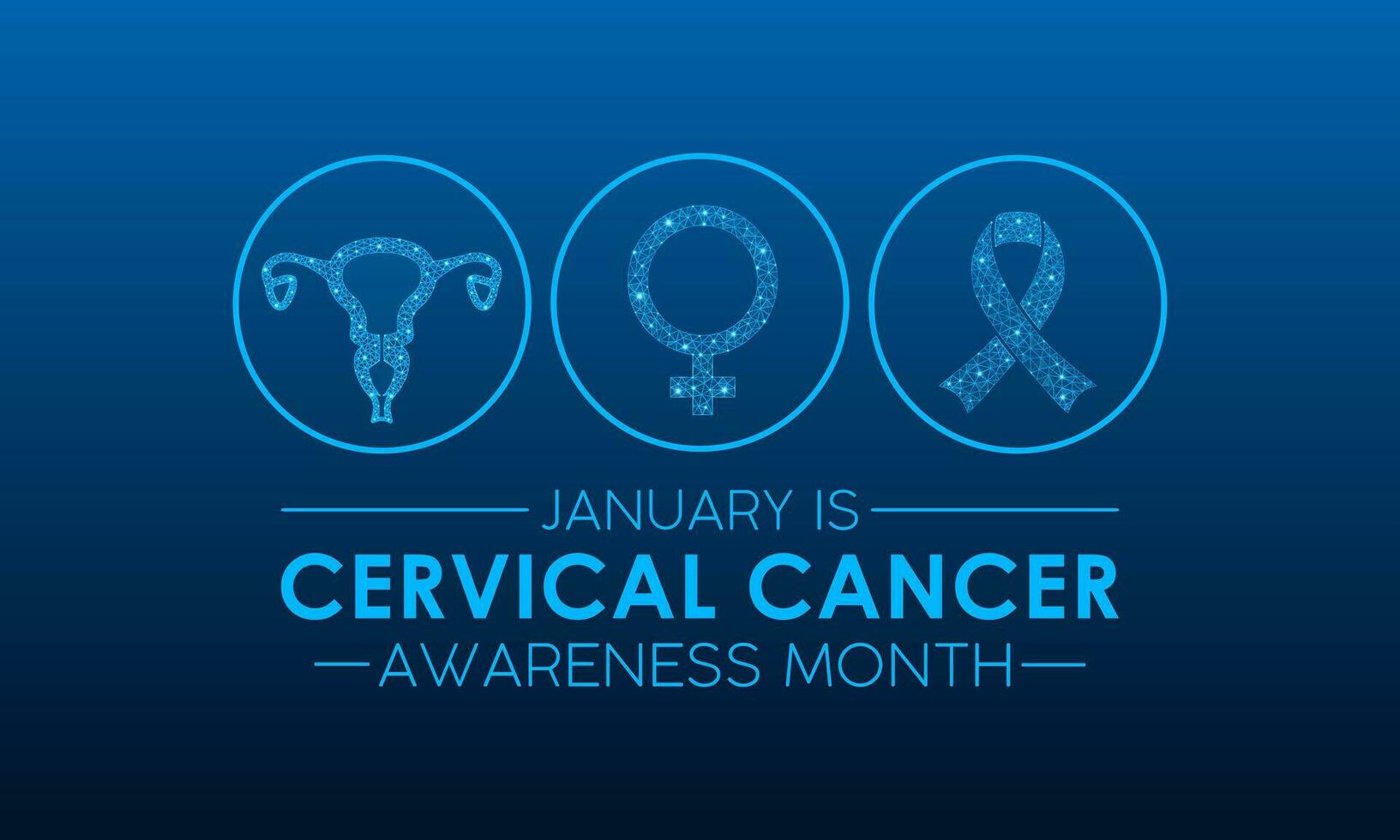 Cervical cancer awareness month is observed every year in january. Low poly style design. Vector template for banner, greeting card, poster with geometric background.