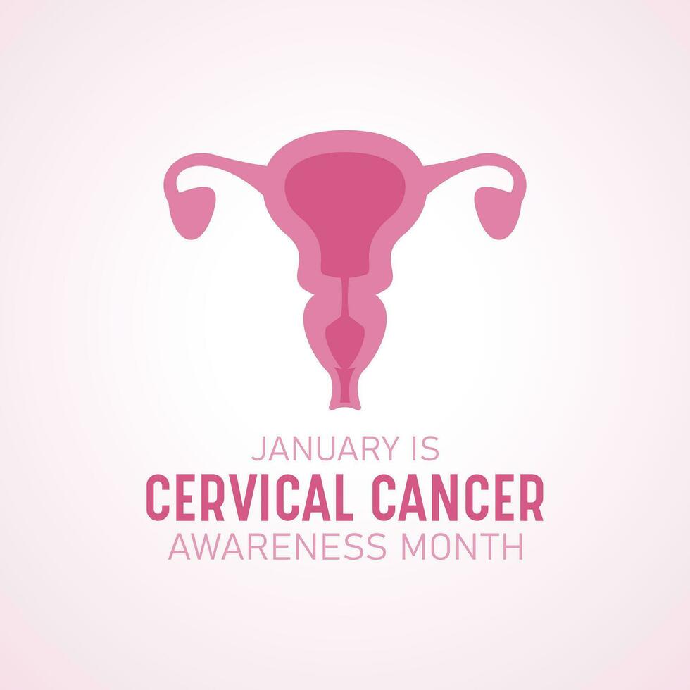 Cervical cancer awareness month is observed every year in january. January is cervical cancer awareness month. Vector template for banner, greeting card, poster with background. Vector illustration.