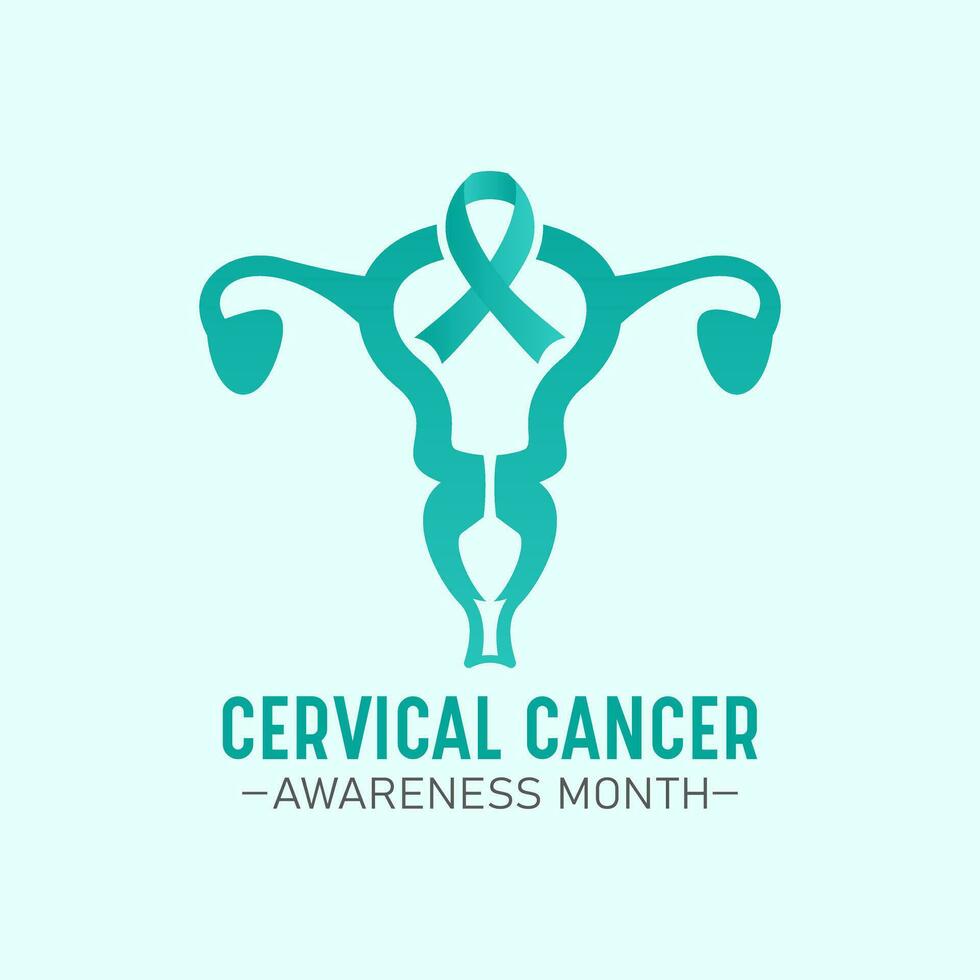 Cervical cancer awareness month is observed every year in january. January is cervical cancer awareness month. Vector template for banner, greeting card, poster with background. Vector illustration.