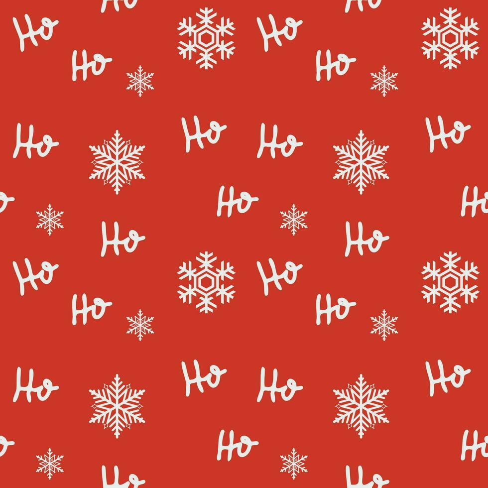 Seamless pattern with hoho and snowflakes.  Beautiful pattern for gift wrapping papers, greeting cards, decoration. vector