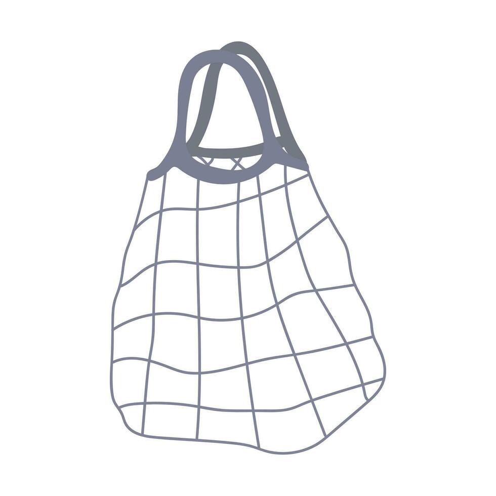 Hand drawn mesh eco bag isolated on white. Zero waste concept. Say no to plastic bags. vector