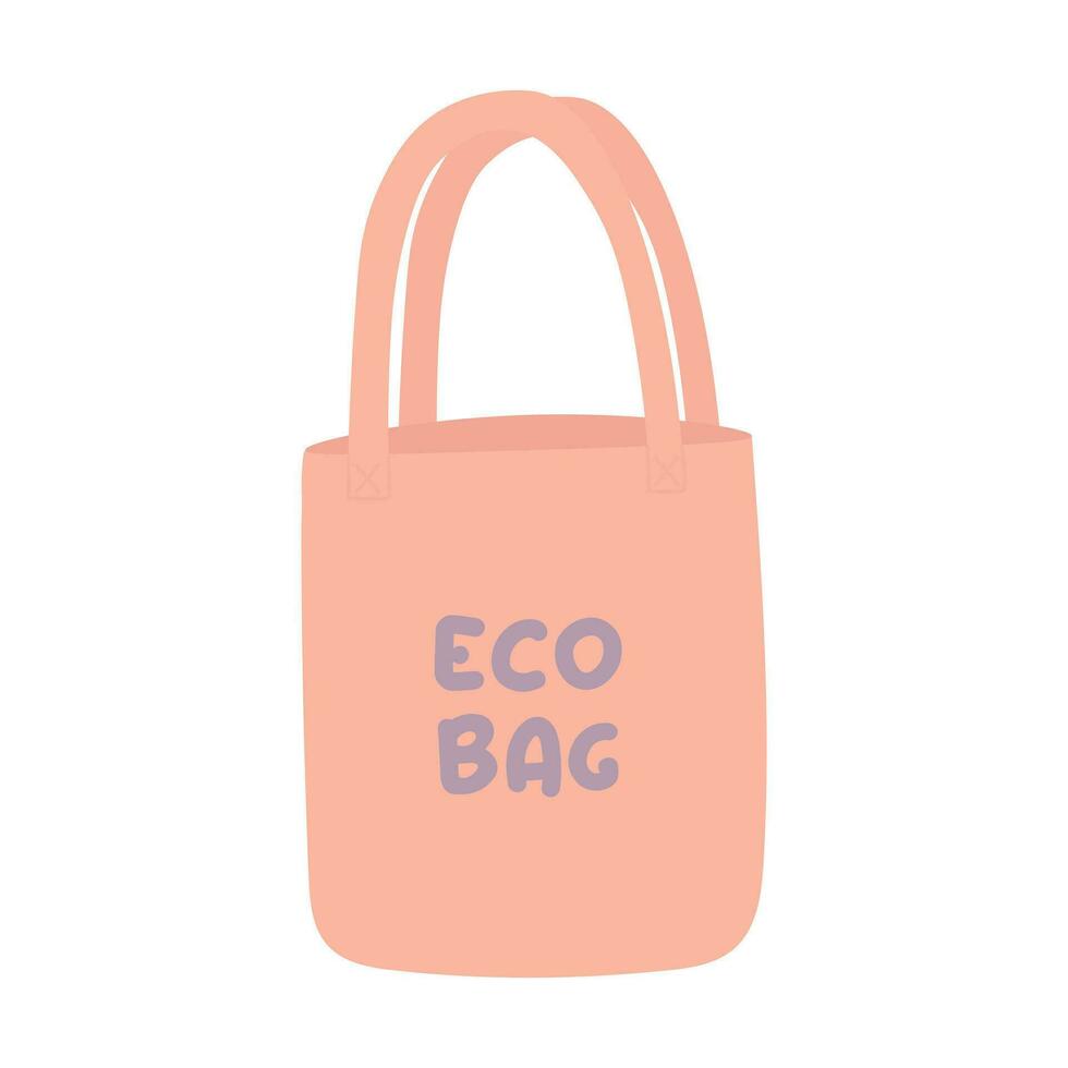 Hand drawn eco bag isolated on white. Vector illustration in a flat style.
