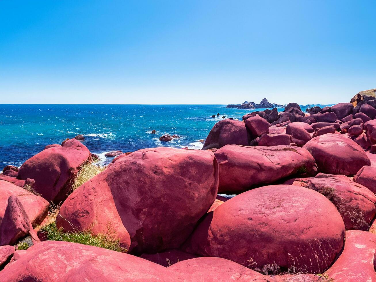 red rocks in the atlantic ocean photo