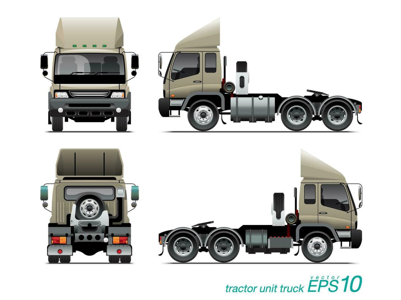 10 Wheels Truck Tractor Unit vector