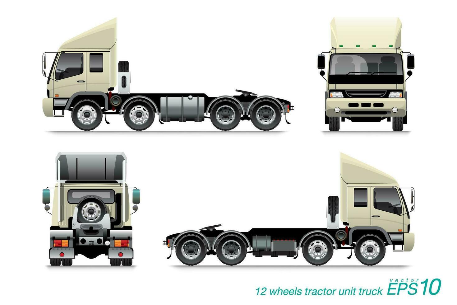 12 Wheels Truck Tractor Unit vector