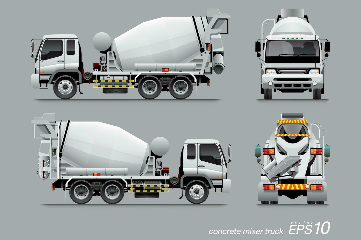 White Concrete Mixer Truck vector