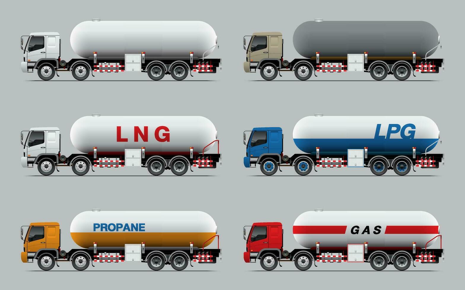 Set of Gas Tanker Truck vector