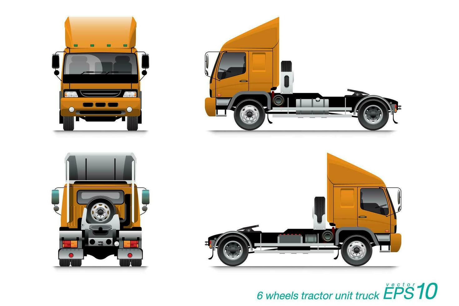 6 Wheels Truck Tractor Unit vector