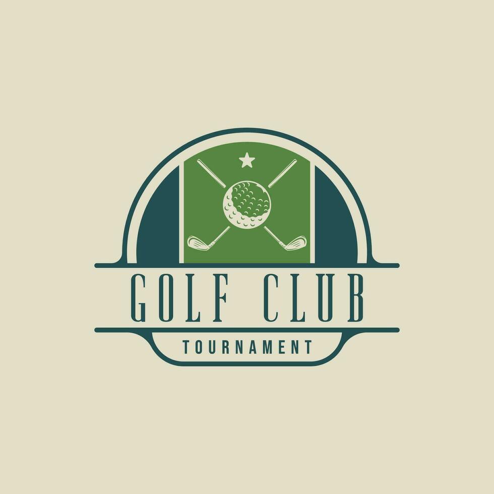 golf club emblema logo vector ilustración modelo icono gráfico diseño. palo y pelota de deporte firmar o símbolo para torneo o liga tim con Insignia proteger concepto
