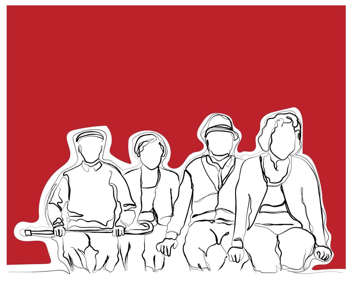 Isolated vector art of old people sitting together