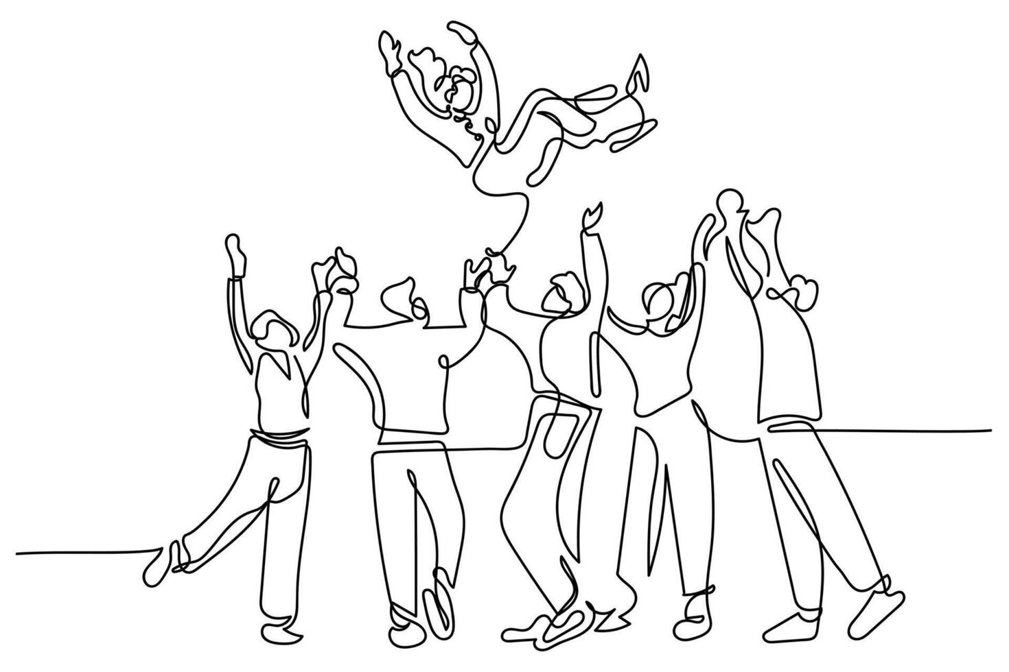 vector of Happy People Toss Up Person Celebrating Success. 35112432