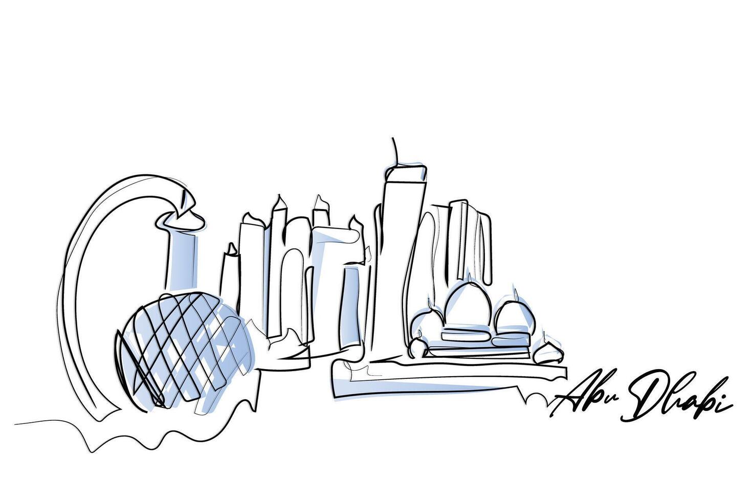 vector drawing of skyline of Abu Dhabi. 35112434 Vector Art at Vecteezy