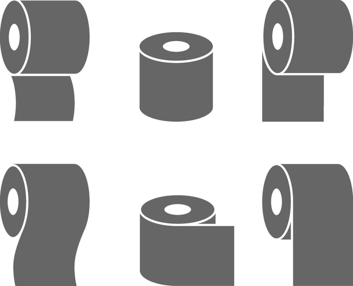 Set of sanitary toilet paper icons. Vector bathroom illustration. Hygiene clean symbol for wc.