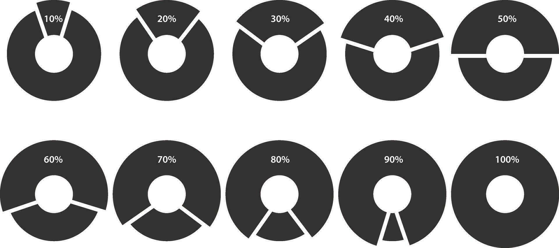 Set pie chart icons. Circle diagram vector. Collection Charts graphs logo template. Flat design. vector