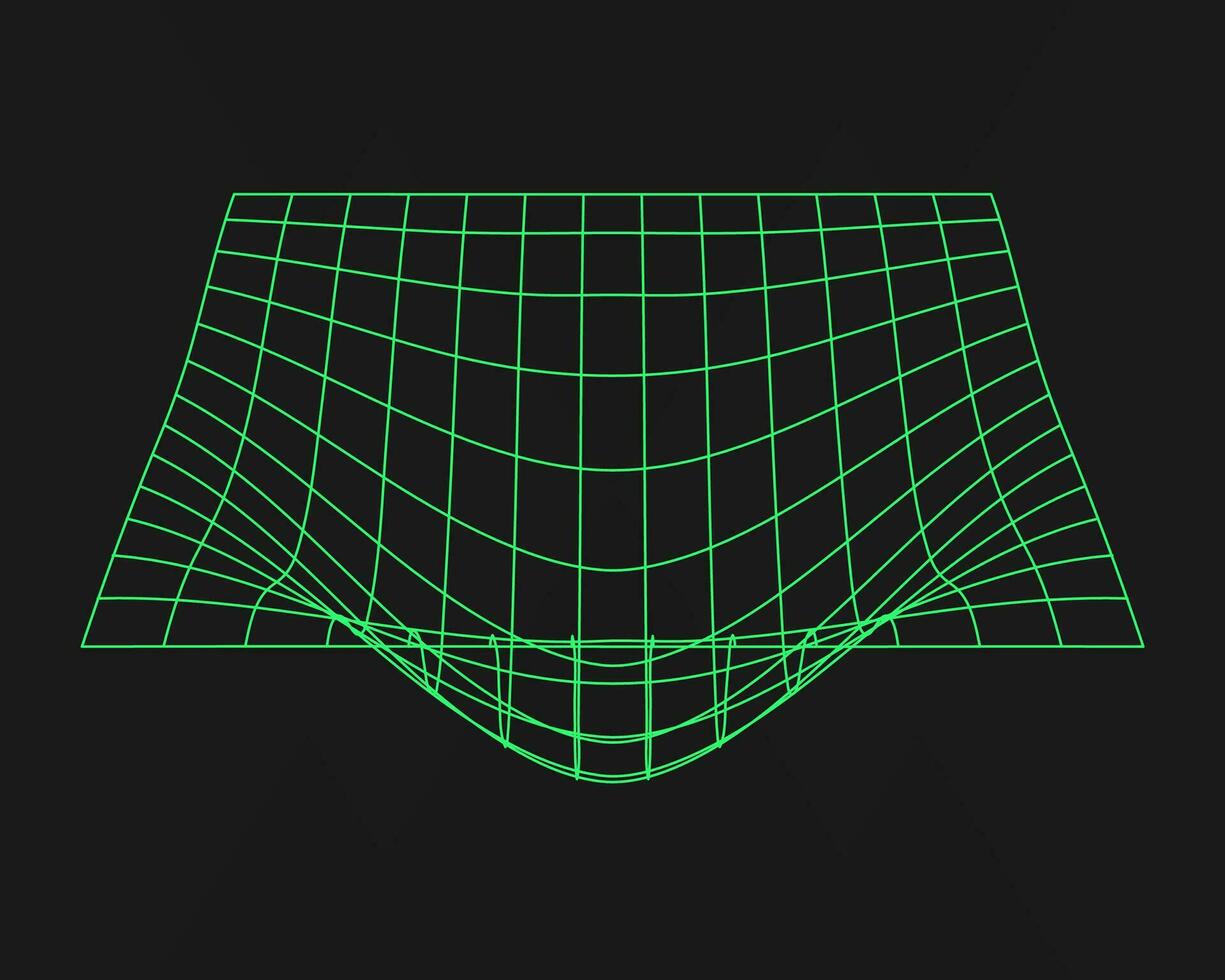 Cyber geometry y2k element. Cyberpunk shape. Isolated style on black background. Vector trendy illustration.