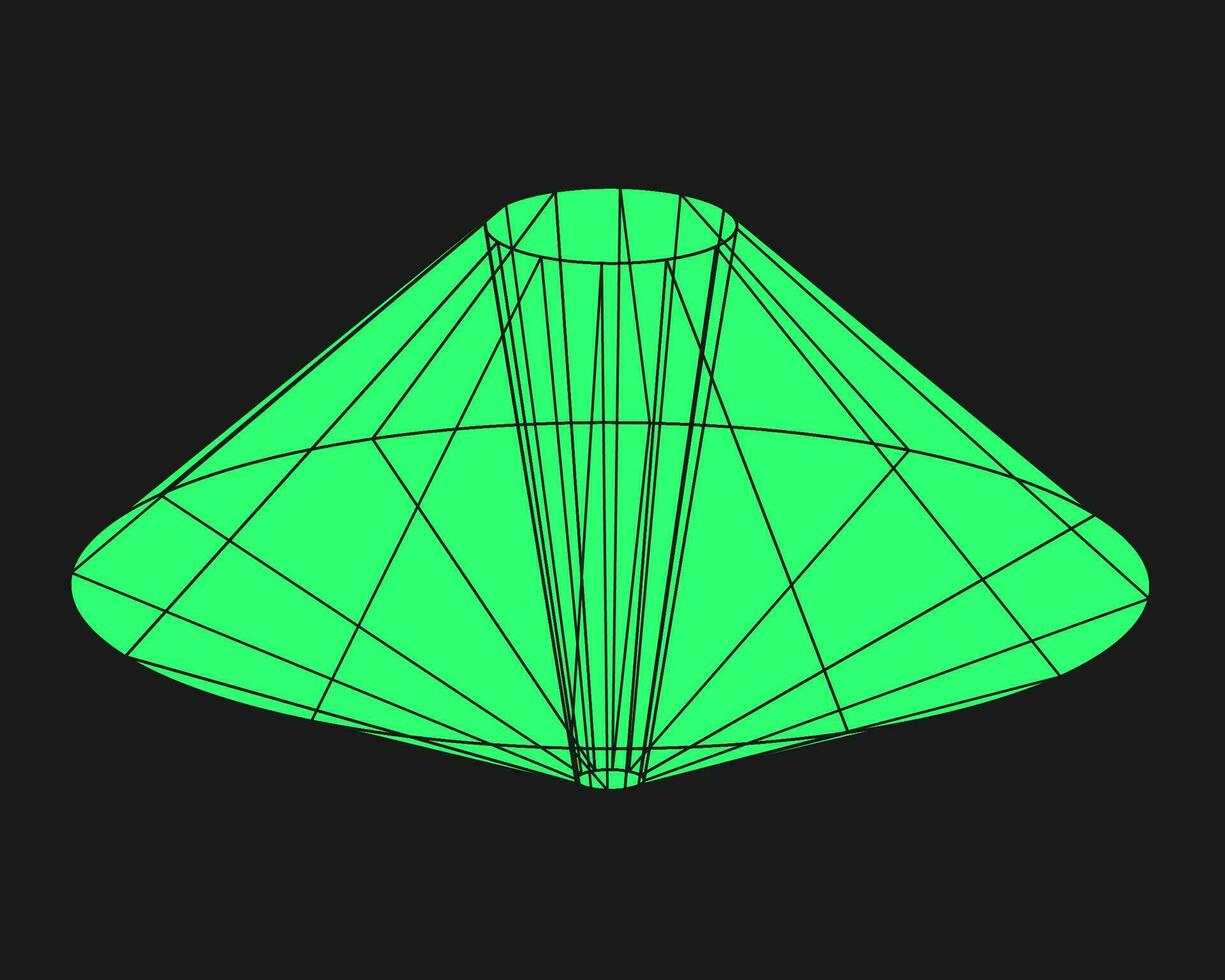 Cyber geometry y2k element. Cyberpunk shape. Isolated style on black background. Vector trendy illustration.