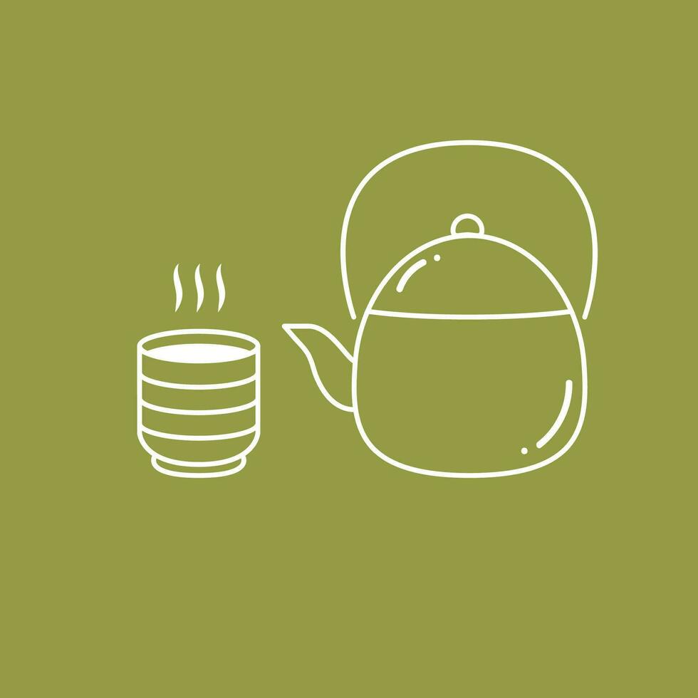 Vector illustration with green tea. Mug with matcha latte. Matcha cup vector. Green tea vector.