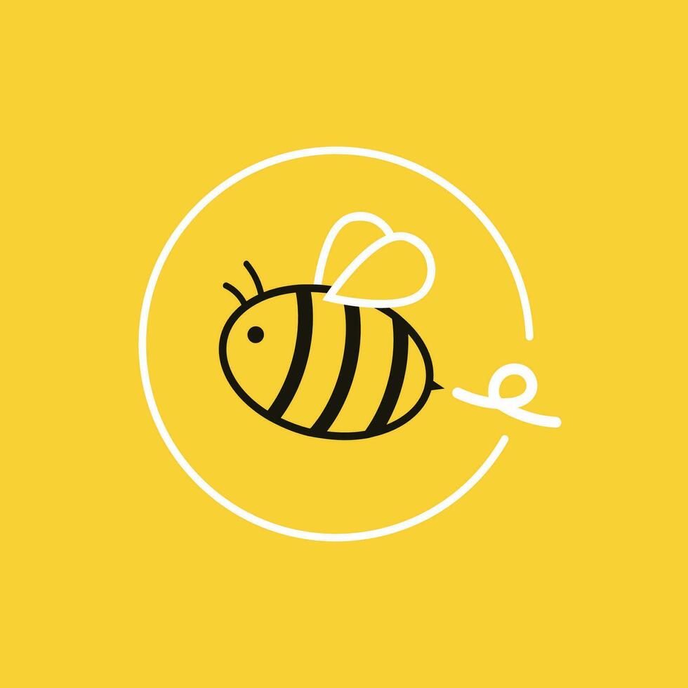 Bee logo design. Bee vector. bee cartoon character design. free space for text. vector