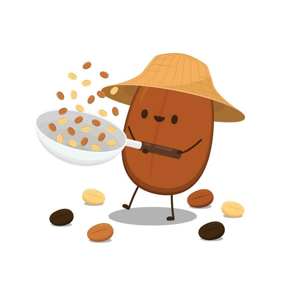 Coffee bean character design. Coffee seed vector. wallpaper. vector