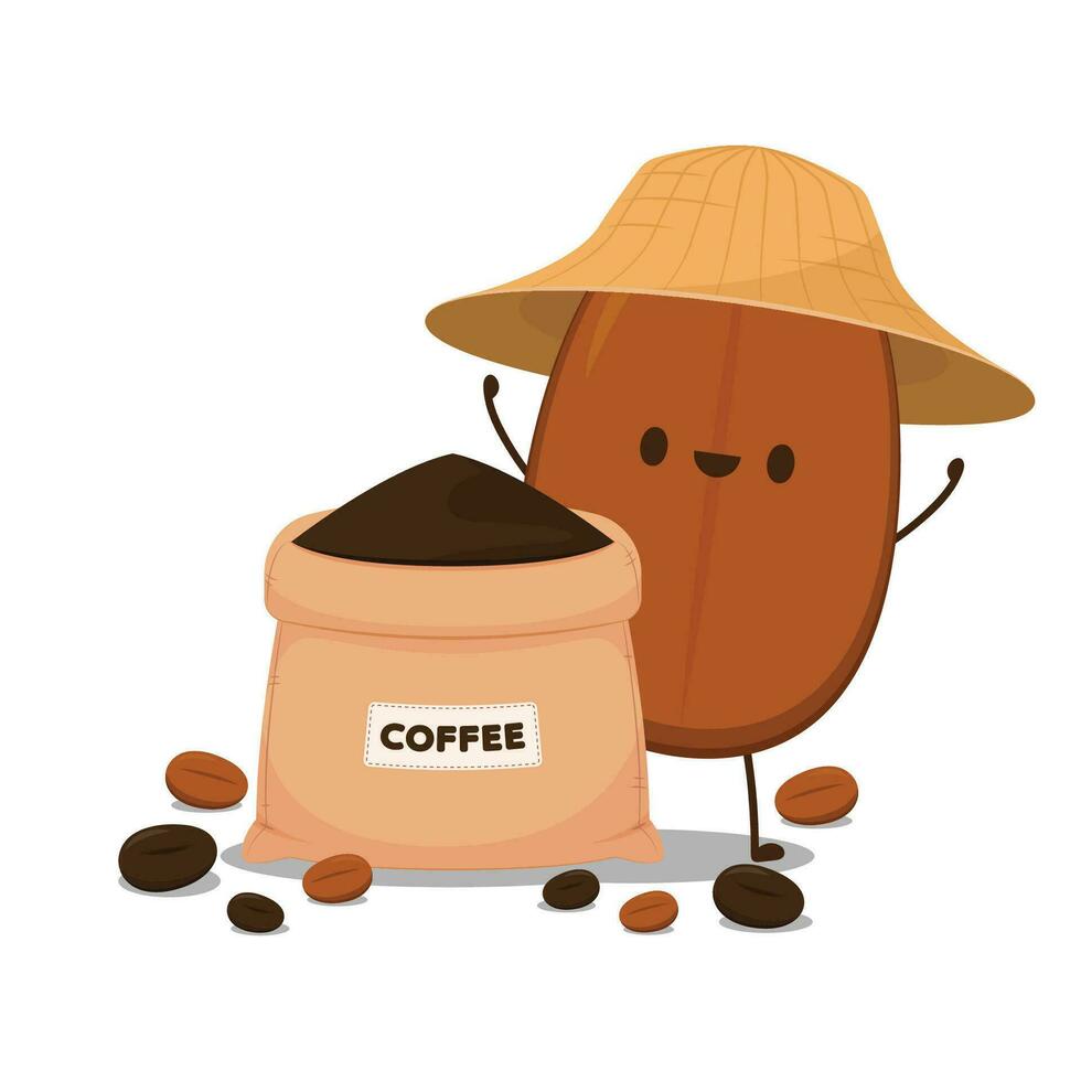 Coffee bean character design. Coffee seed vector. wallpaper. 35112602