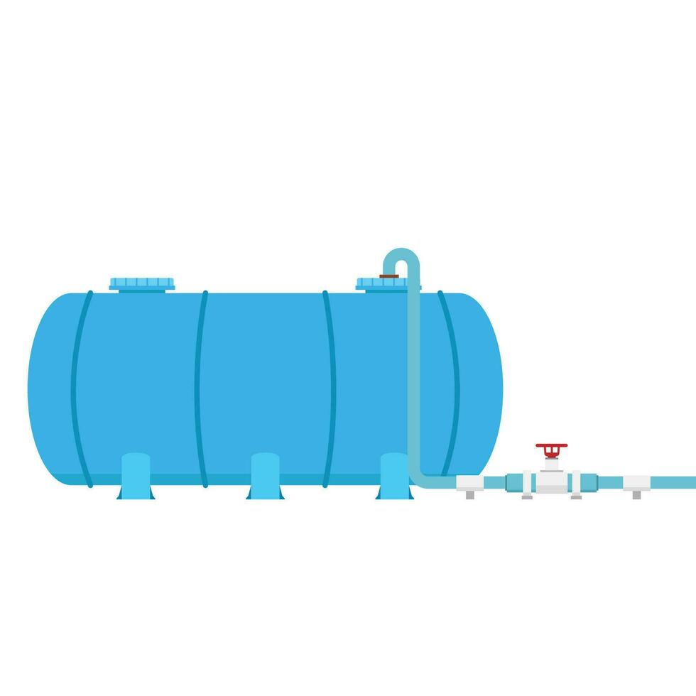 Water tank vector. Tap. Blue water tank on white background. vector