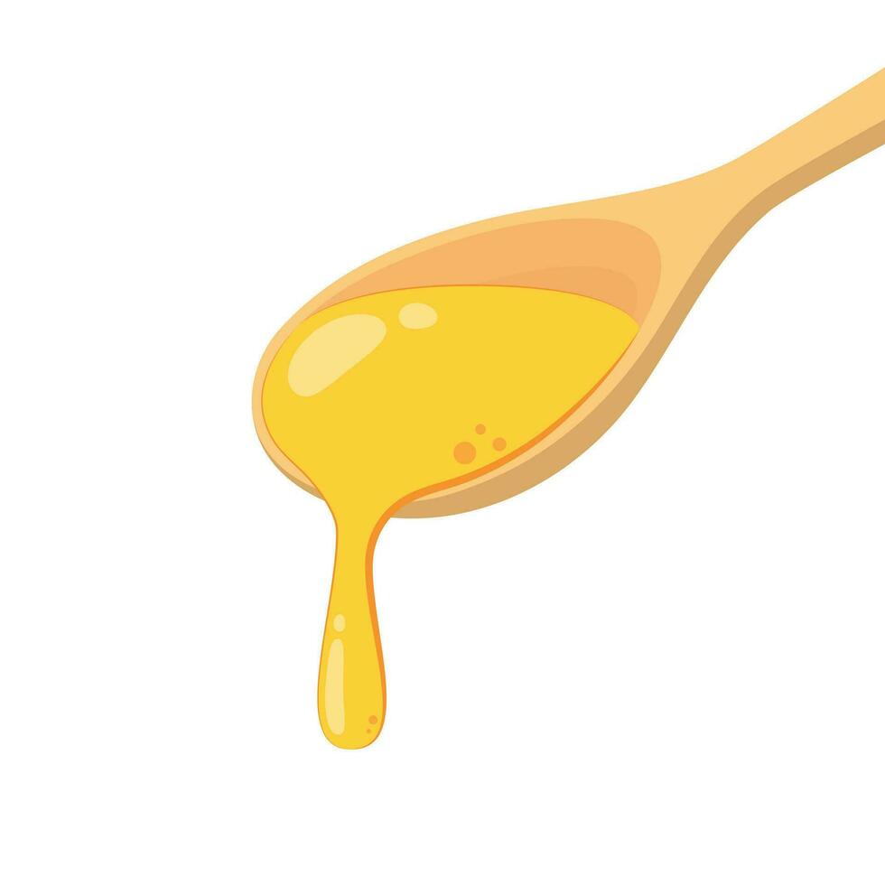 Honey on wood spoon vector. Honey  drop vector. vector