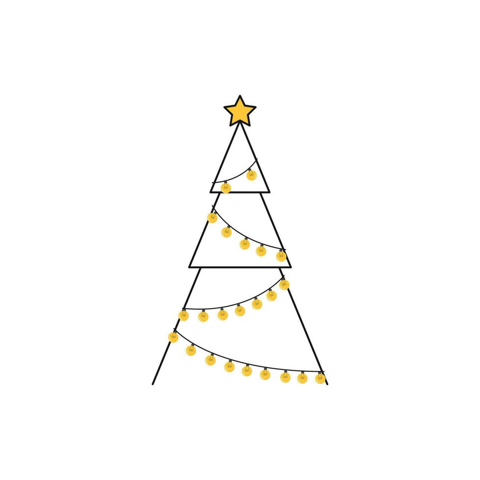 Navidad árbol logo diseño. Navidad árbol símbolo. lámpara en Navidad árbol. vector