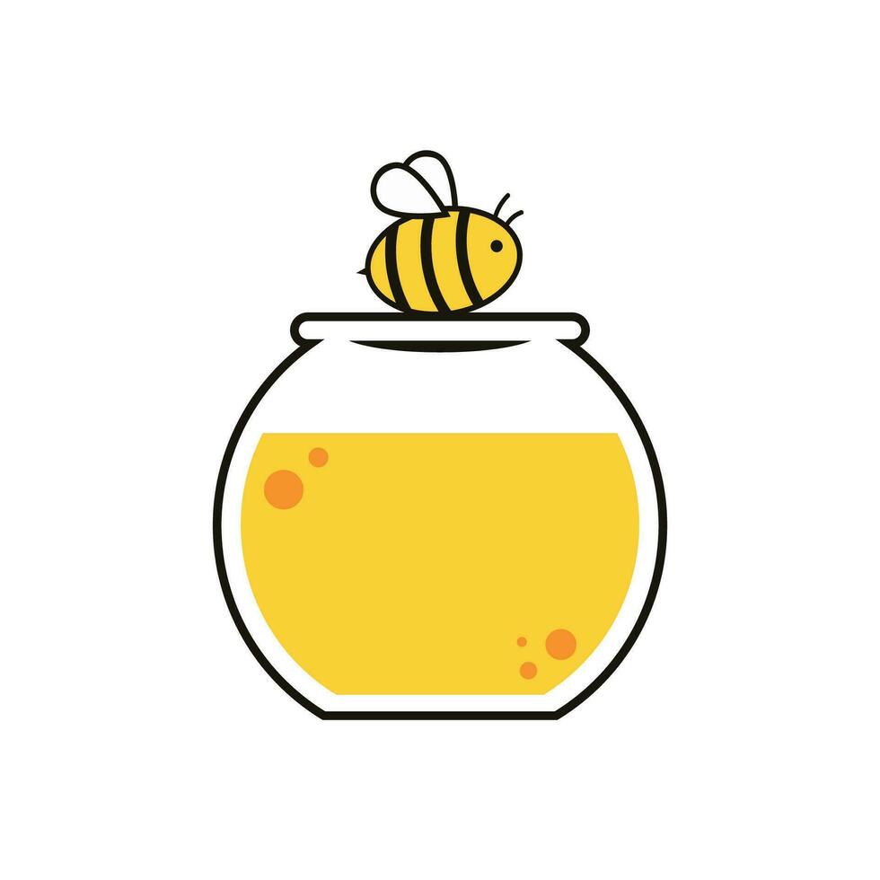 abeja logo diseño. abeja vector. abeja dibujos animados personaje diseño. gratis espacio para texto. vector