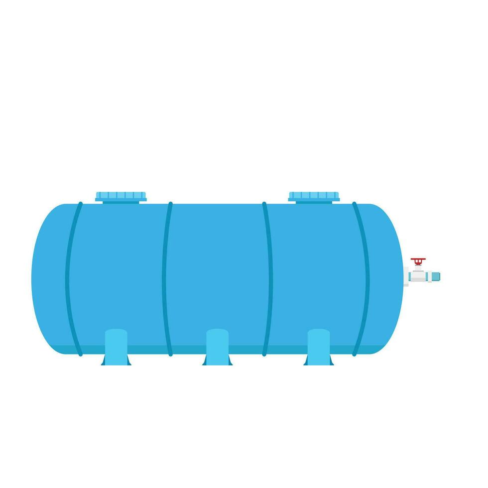 Water tank vector. Tap. Blue water tank on white background. vector