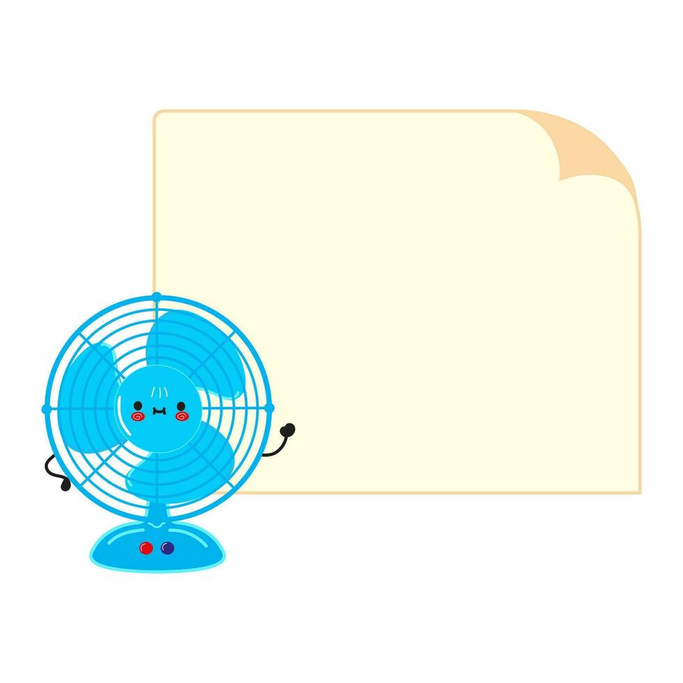 Cute funny Air fan poster character. Vector hand drawn cartoon kawaii character illustration. Isolated white background. Air ventilator poster