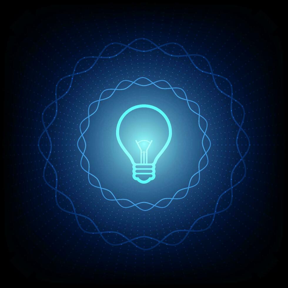 bulb creative idea symbol, blue light energy vector