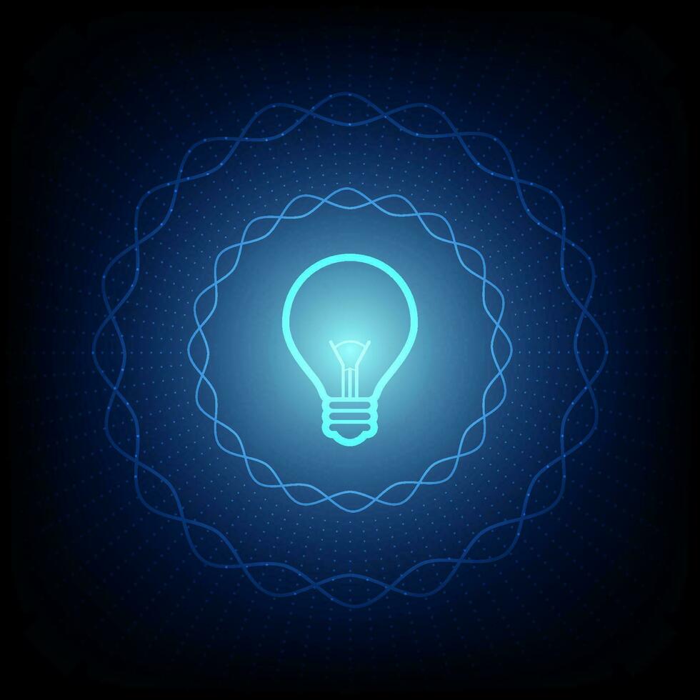 bulb creative idea symbol, blue light energy vector