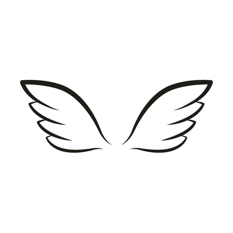 Wings line template icon. Wings for fly bird, angel and religious ...