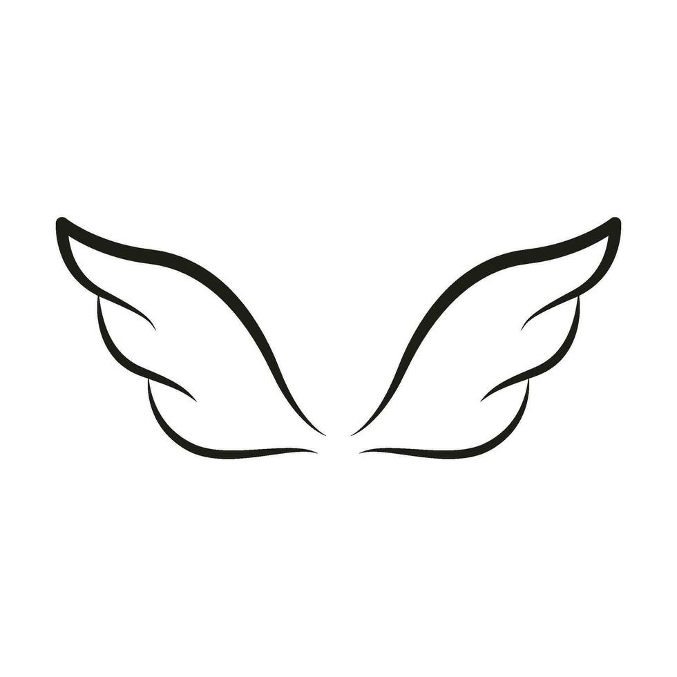 Wings line template icon. Wings for fly bird, angel and religious symbol. Wings badges decorative shapes. Vector outline illustration