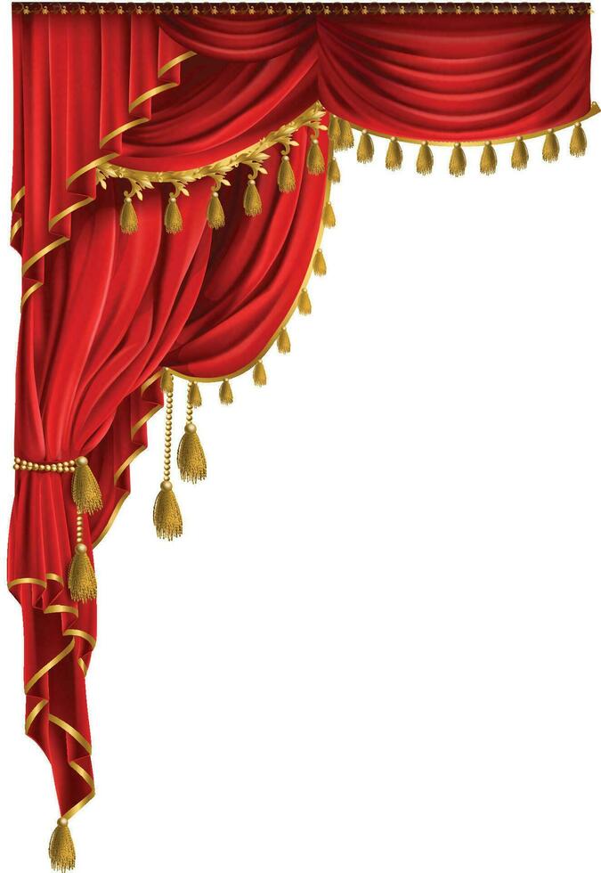 Red Decoration curtains vector