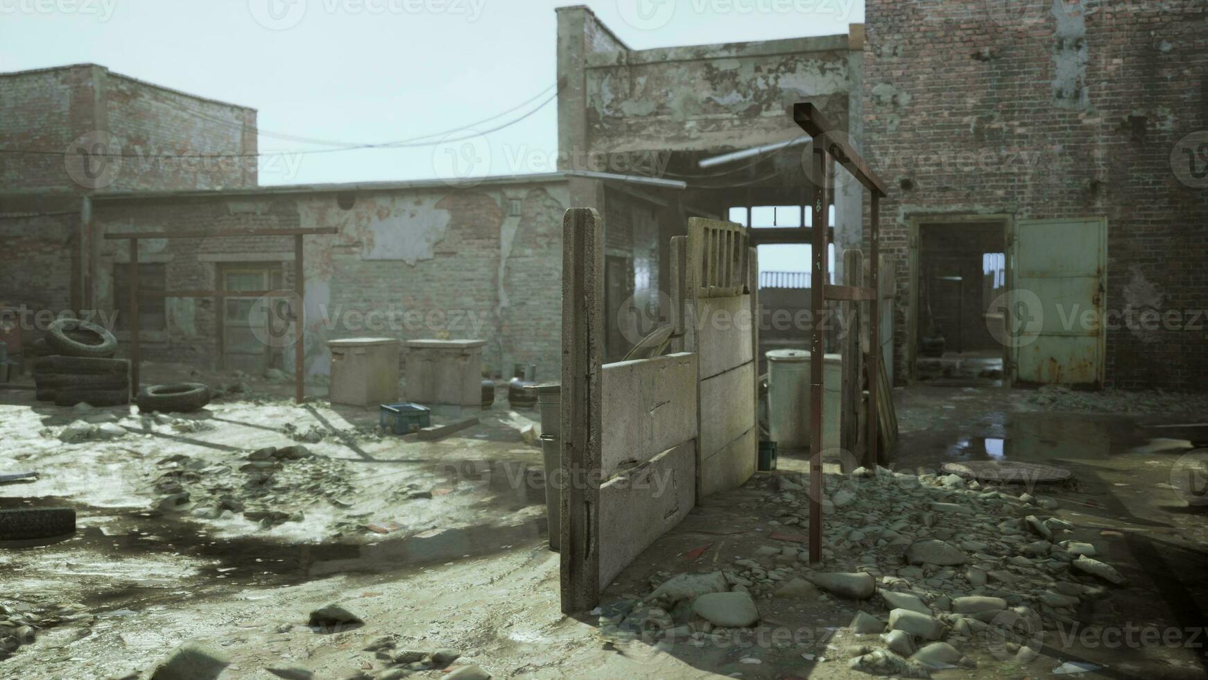 Depressive territory of abandoned industrial area photo