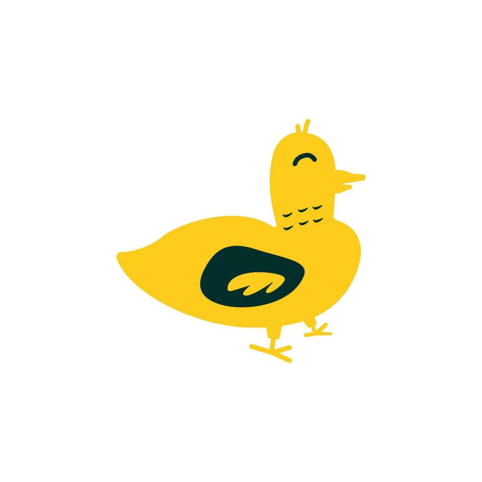 a yellow duck with black beak and black eyes vector