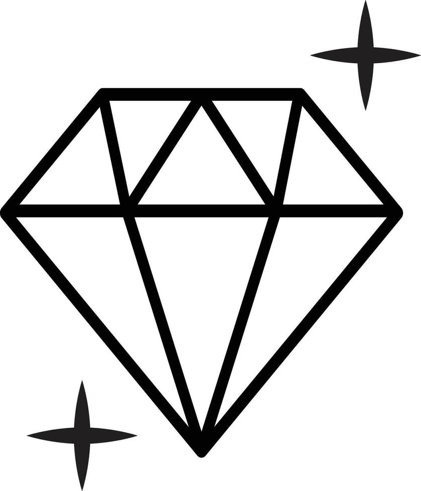 Diamond icon with sparkles . Symbol of wedding . Vector illustration