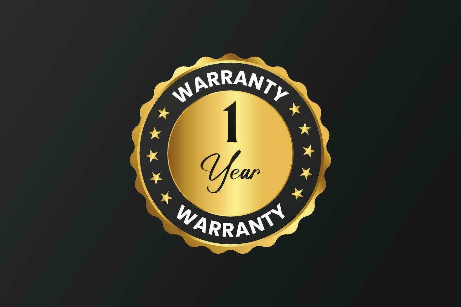 vector one year warranty golden label design