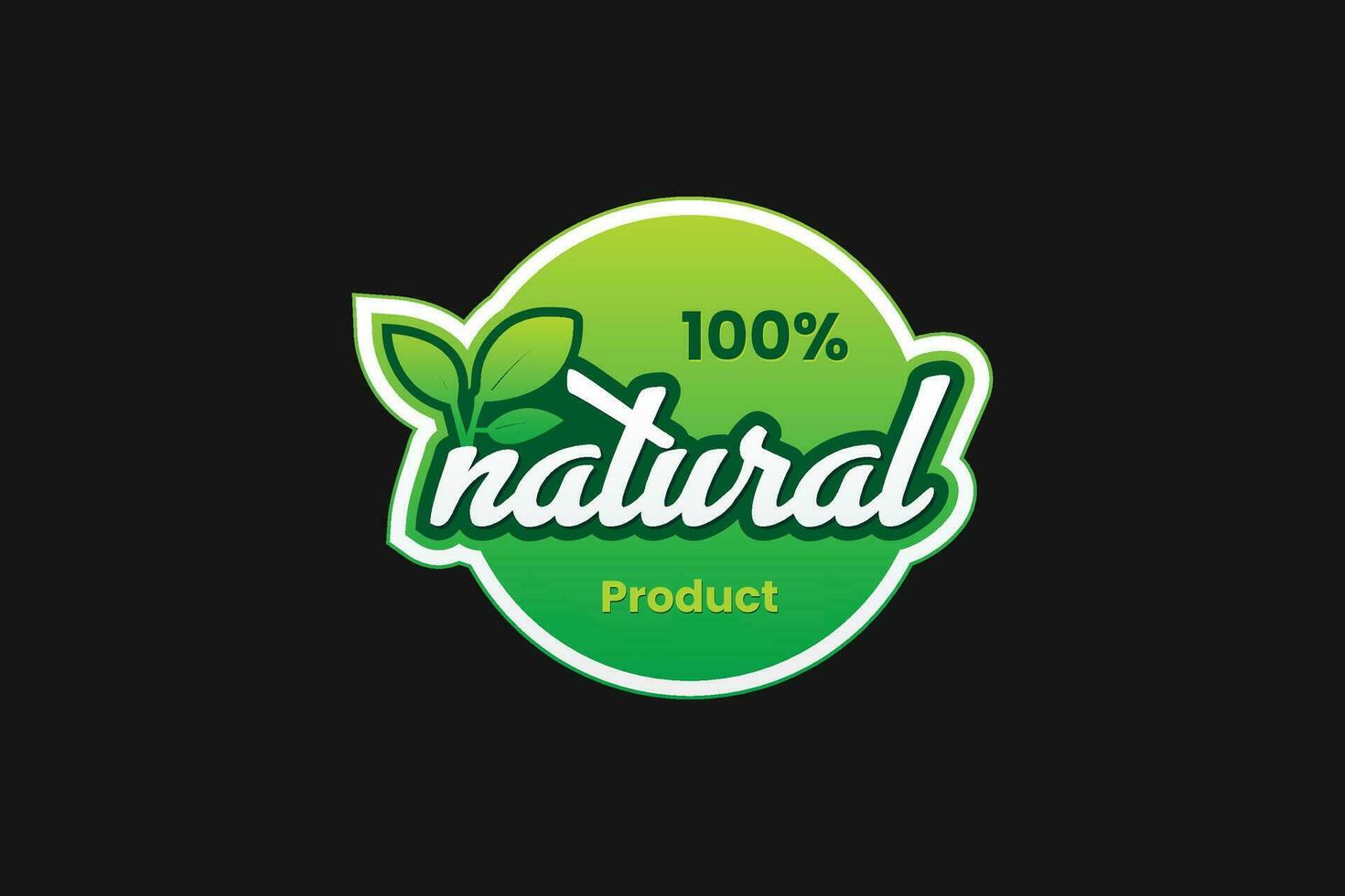 vector 100 percent natural product sticker stamp green label with leaves