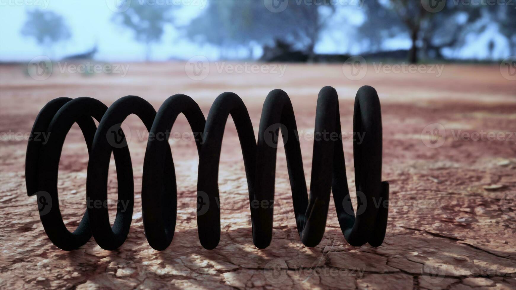 negro primavera en un suciedad campo foto