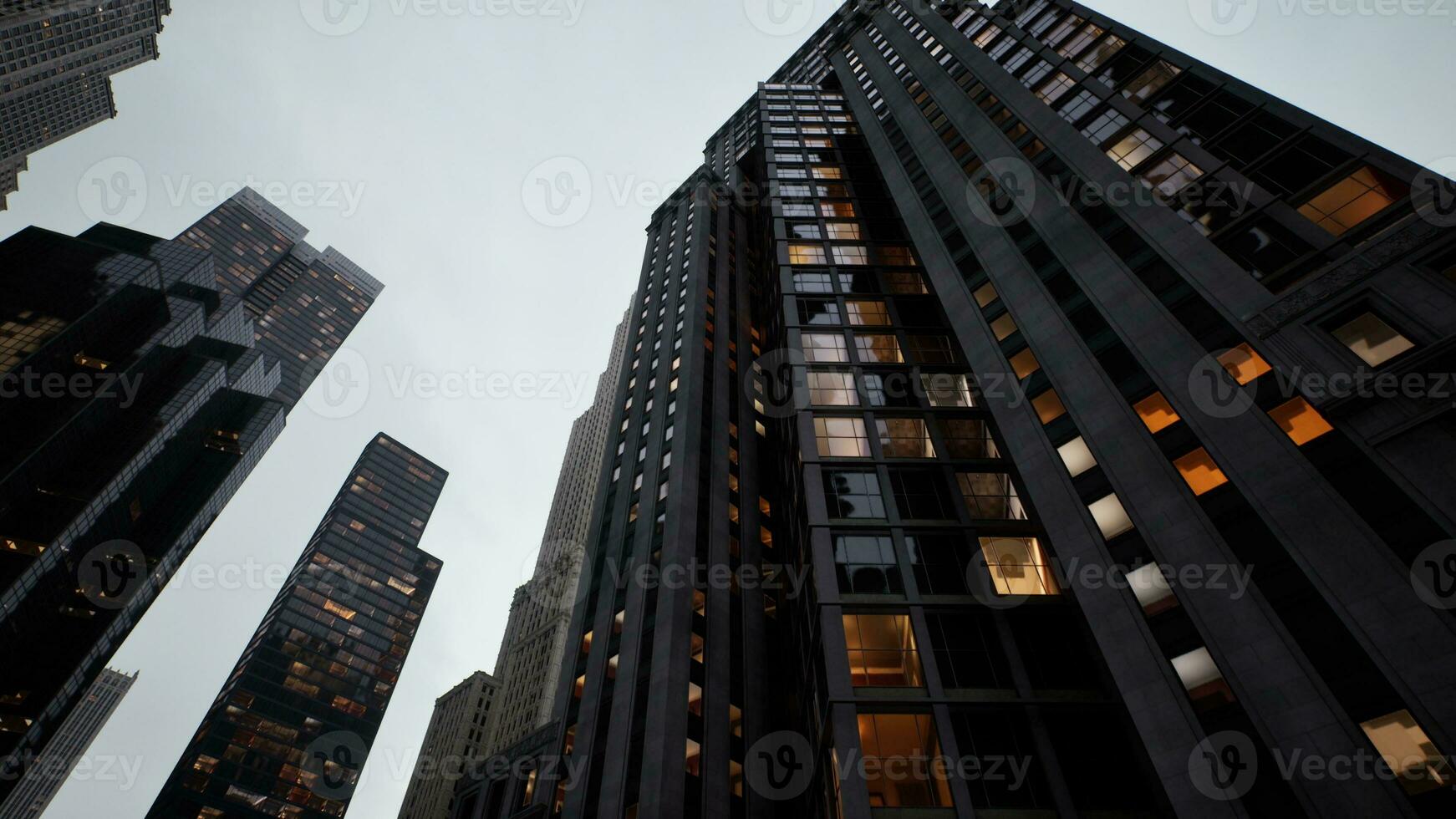A skyline with a cluster of towering buildings photo