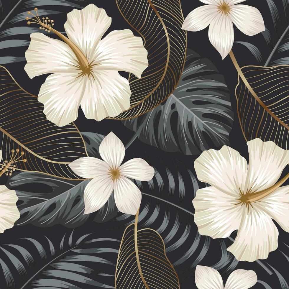 Abstract Floral seamless pattern with leaves. tropical background vector